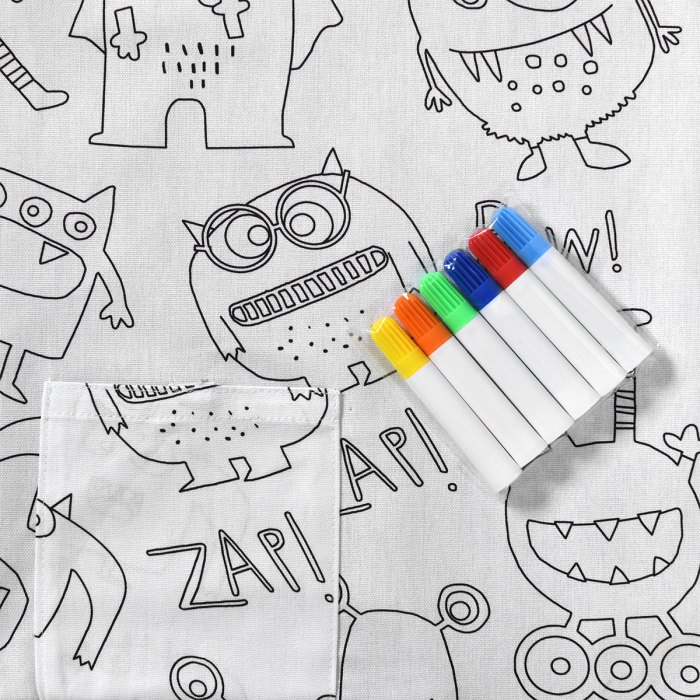 happy kids monster squad colour me in picnic blanket 125 x 125 cm