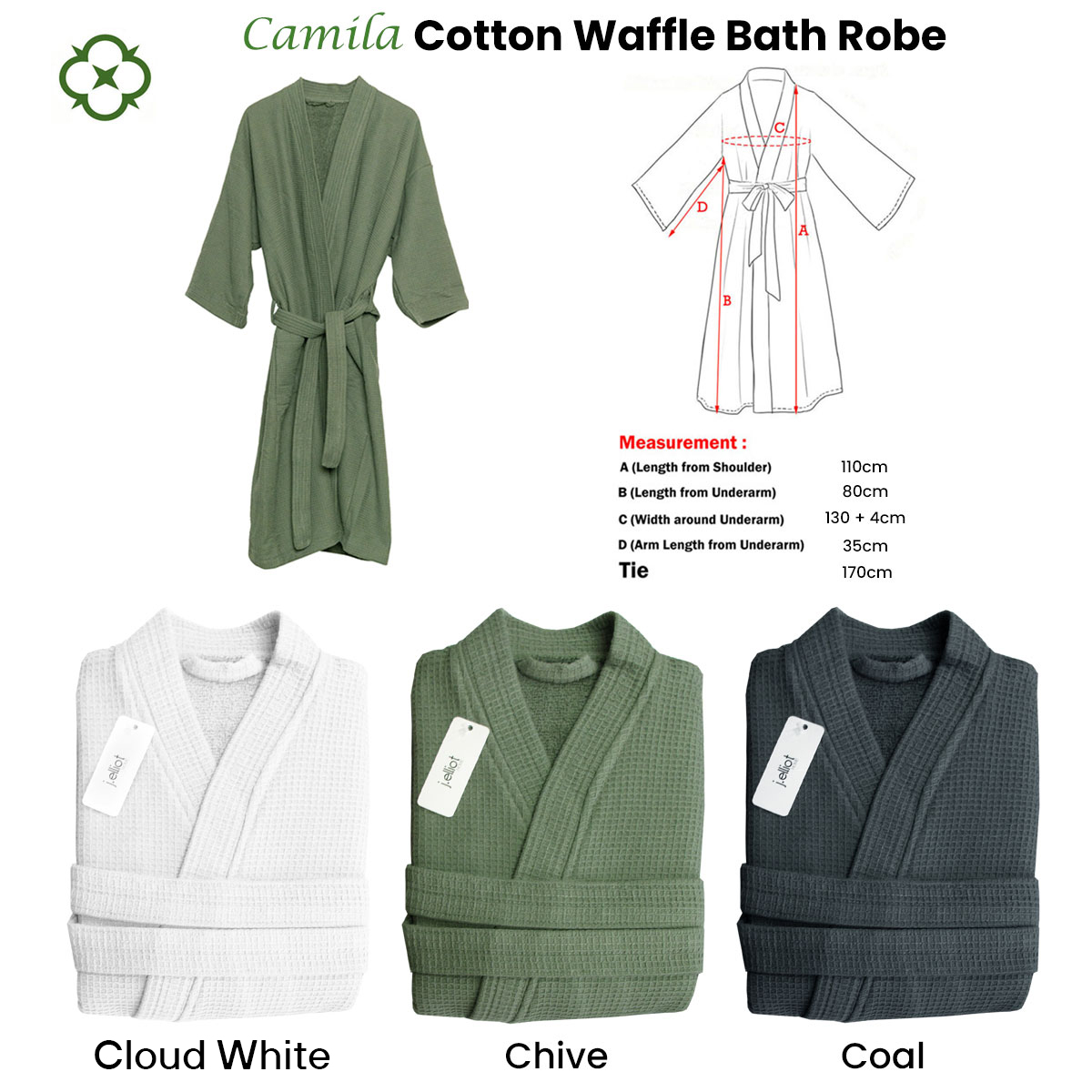 j elliot home camila cotton waffle bath robe cloud white