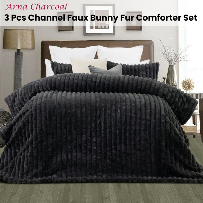 jane barrington arna charcoal 3 pcs channel faux bunny fur comforter set queen jane barrington arna charcoal 3 pcs channel faux bunny fur comforter set queen