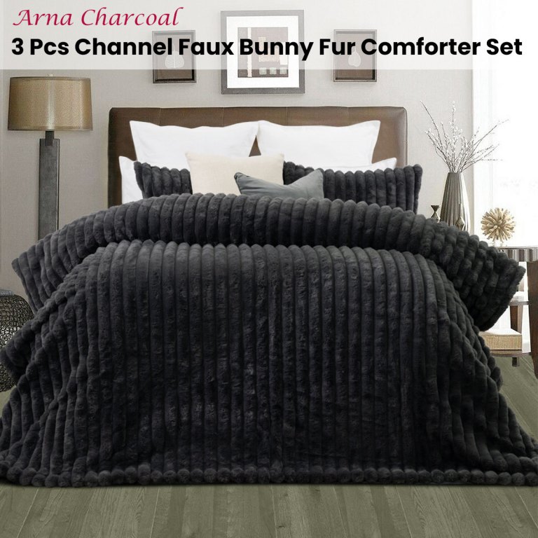 jane barrington arna charcoal 3 pcs channel faux bunny fur comforter set queen jane barrington arna charcoal 3 pcs channel faux bunny fur comforter set queen