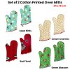 set of 2 100% cotton printed oven mitts 34 x 15 cm green blossom set of 2 100% cotton printed oven mitts 34 x 15 cm green blossom