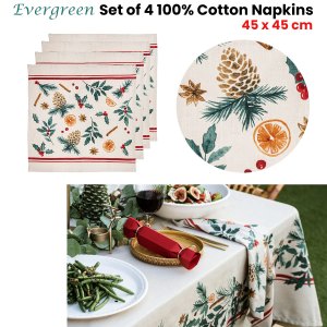 ladelle set of 4 evergreen 100% cotton napkins 45 x 45 cm ladelle set of 4 evergreen 100% cotton napkins 45 x 45 cm