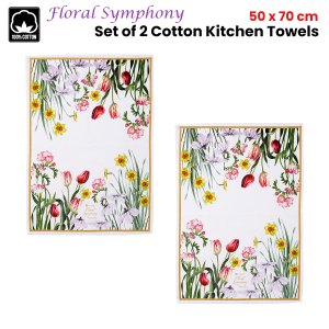 ashdene set of 2 floral symphony cotton kitchen tea towels 50 x 70 cm ashdene set of 2 floral symphony cotton kitchen tea towels 50 x 70 cm