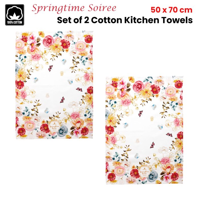ashdene set of 2 springtime soiree cotton kitchen tea towels 50 x 70 cm ashdene set of 2 springtime soiree cotton kitchen tea towels 50 x 70 cm