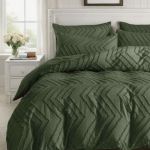 tufted boho wave jacquard quilt cover set dark green super king size