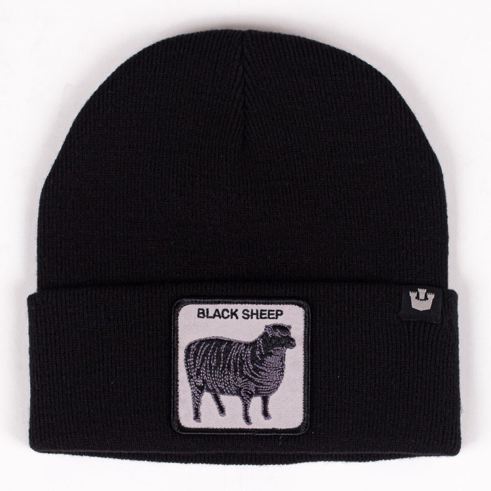 goorin sheep for brains beanie hat warm winter ski animal series black