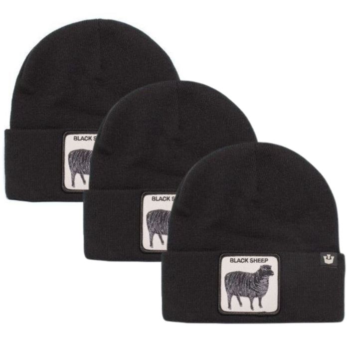 3x goorin sheep for brains beanie hat warm winter ski animal series black