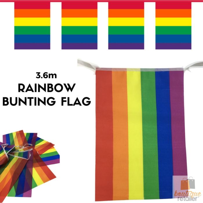 3.6m rainbow bunting flag party banner birthday market stall flags decor pride 3.6m rainbow bunting flag party banner birthday market stall flags decor pride