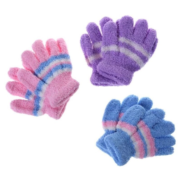 3 pair baby gloves warm winter full finger thermal coral fleece kids boys girls