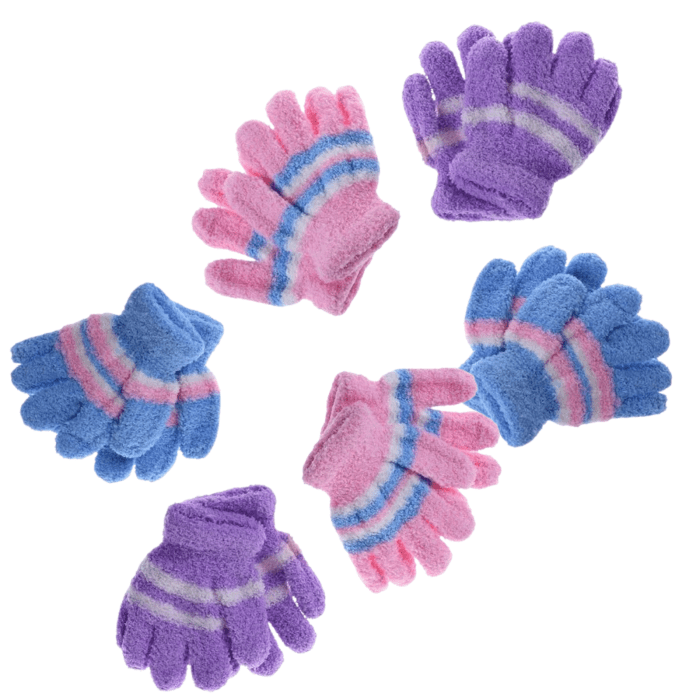 6 pair baby gloves warm winter full finger thermal coral fleece kids boys girls