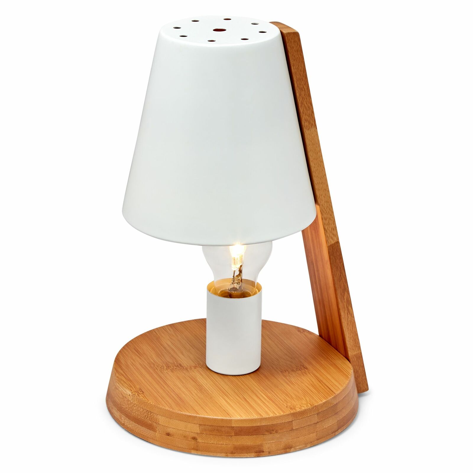 32cm wooden base modern desk table lamp light metal shade designer white