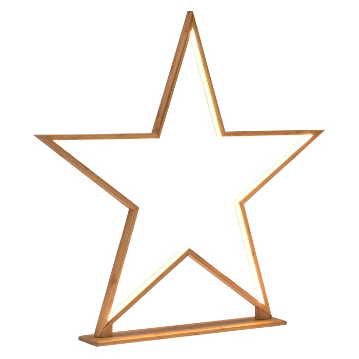 2x large bamboo star w/ led strip table lamp light modern minimalist decor natural