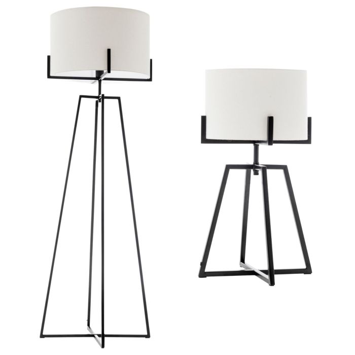 modern dimmable floor lamp + table desk lamp w/ linen shade scandi matte black modern dimmable floor lamp + table desk lamp w/ linen shade scandi matte black