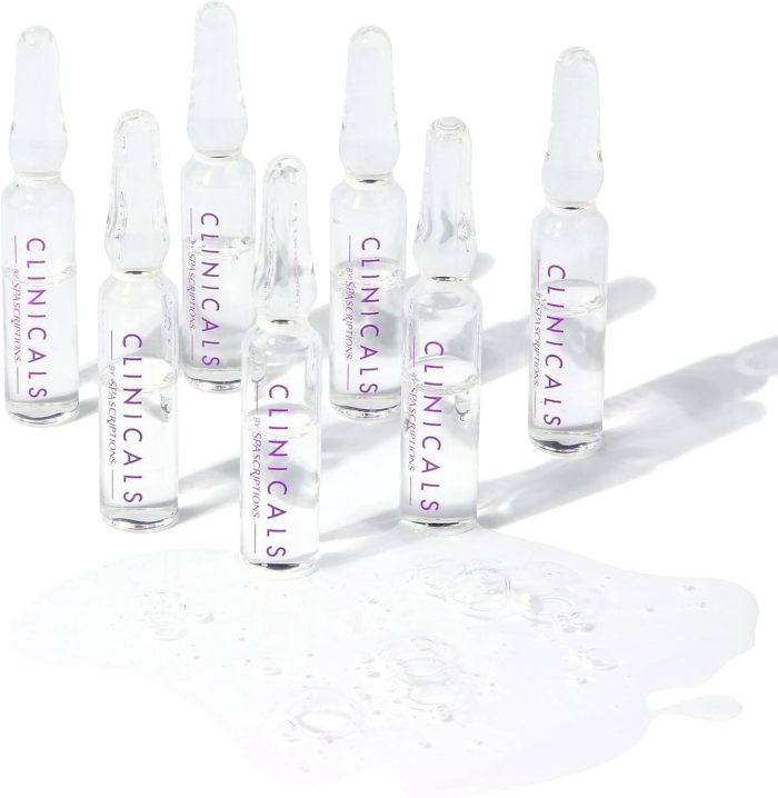 spascriptions clinicals resurfacing serum ampoules 7 pack 2.8ml each niacinamide glycolic acid phas youthful glow