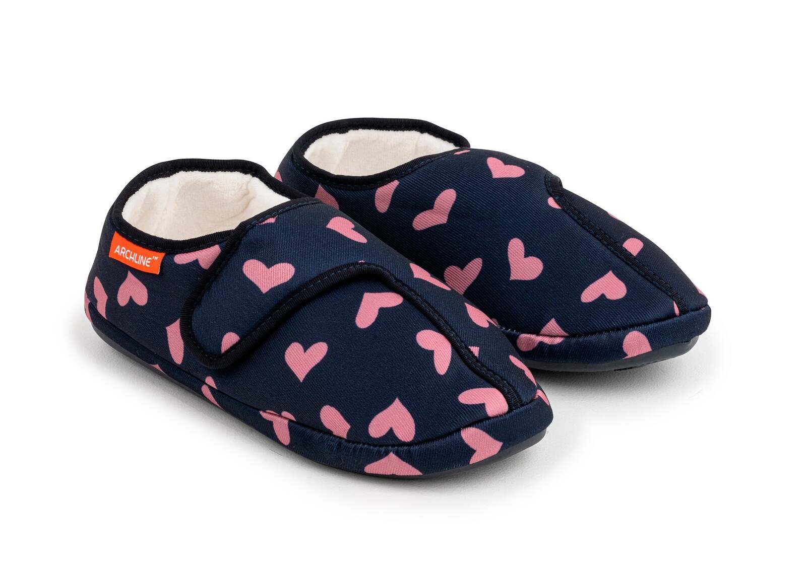 archline orthotic plus slippers closed scuffs pain relief moccasins navy hearts eu 41