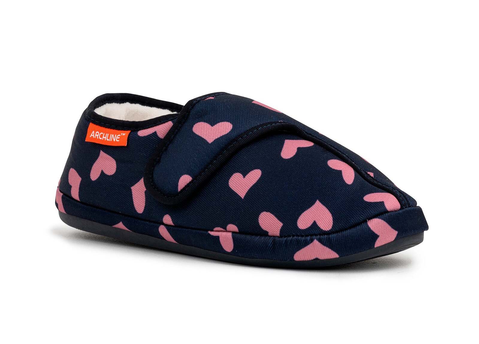archline orthotic plus slippers closed scuffs pain relief moccasins navy hearts eu 41