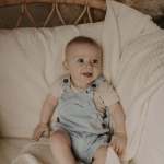ponchik babies + kids cotton dungaree overalls capri blue 3 6 months