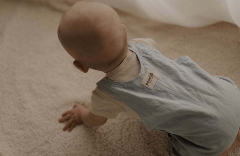 ponchik babies + kids cotton dungaree overalls capri blue 3 6 months
