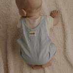 ponchik babies + kids cotton dungaree overalls capri blue 3 6 months