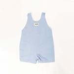 ponchik babies + kids cotton dungaree overalls capri blue 3 6 months