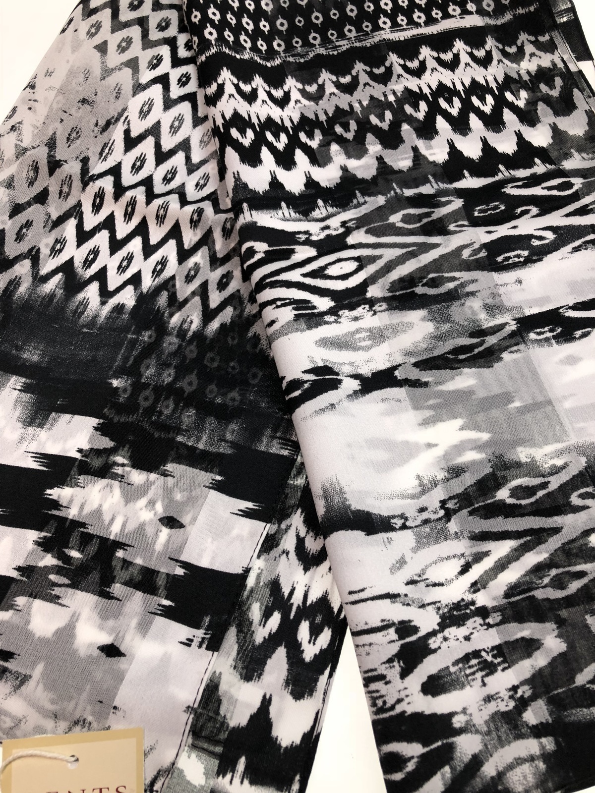 dents monotone aztec print scarf ladies womens made in italy unlined fine black