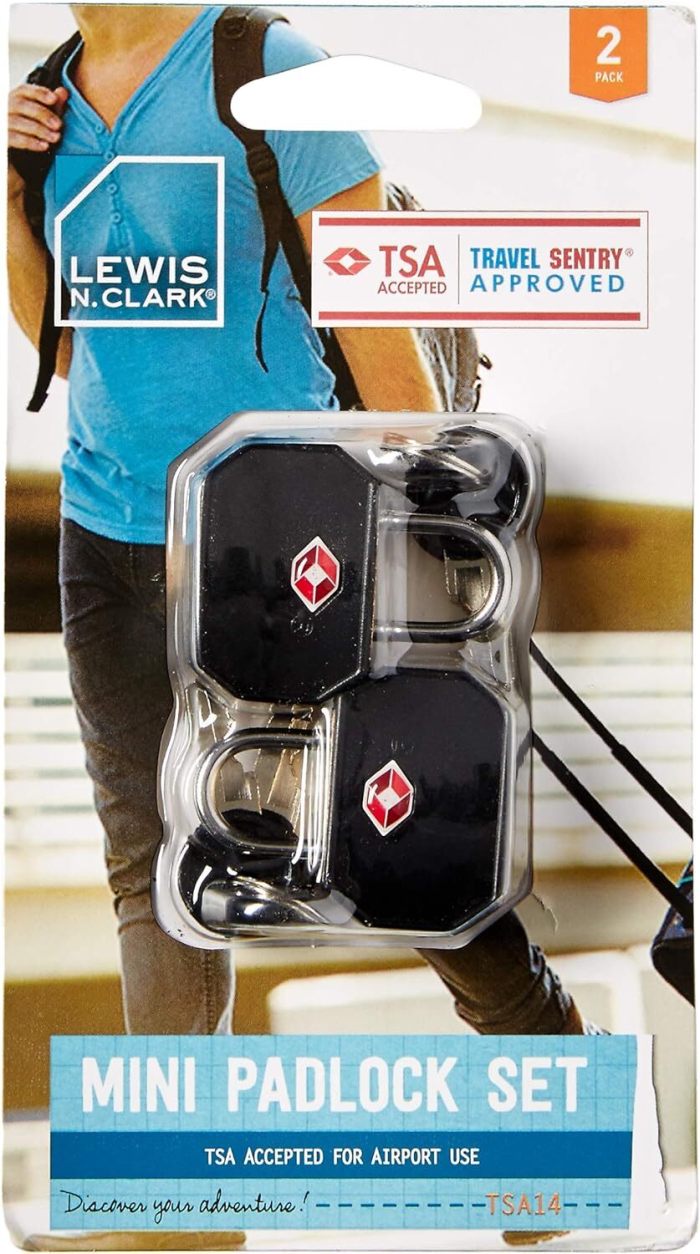 1 pack of 2 lewis n. clark tsa key locks luggage travel padlock keyed black