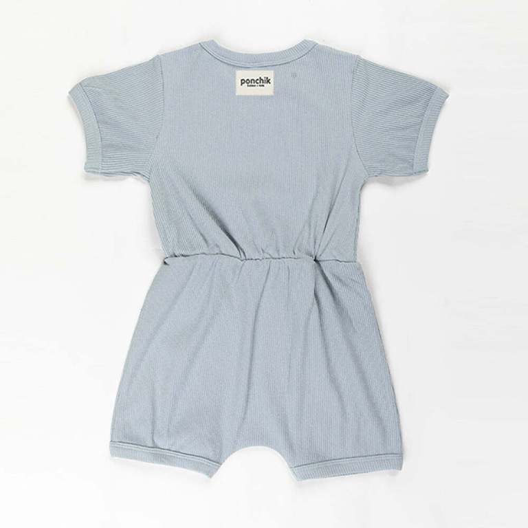 ponchik babies + kids ribbed cotton romper capri blue 0 3 months