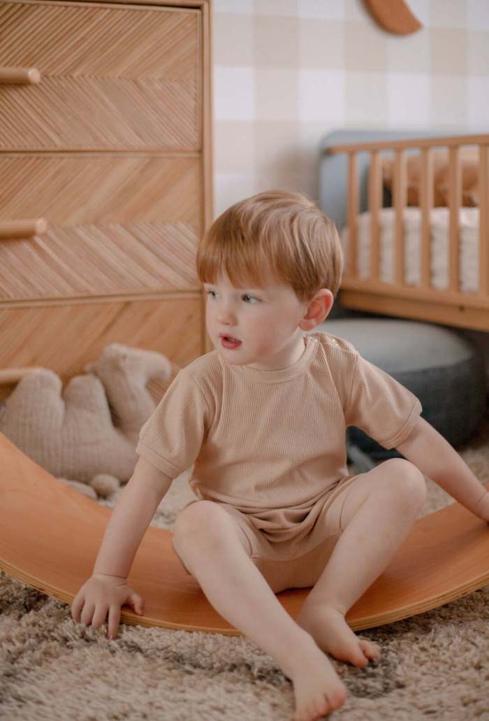 ponchik babies + kids ribbed cotton romper sugar cookie 3 6 months ponchik babies + kids ribbed cotton romper sugar cookie 3 6 months