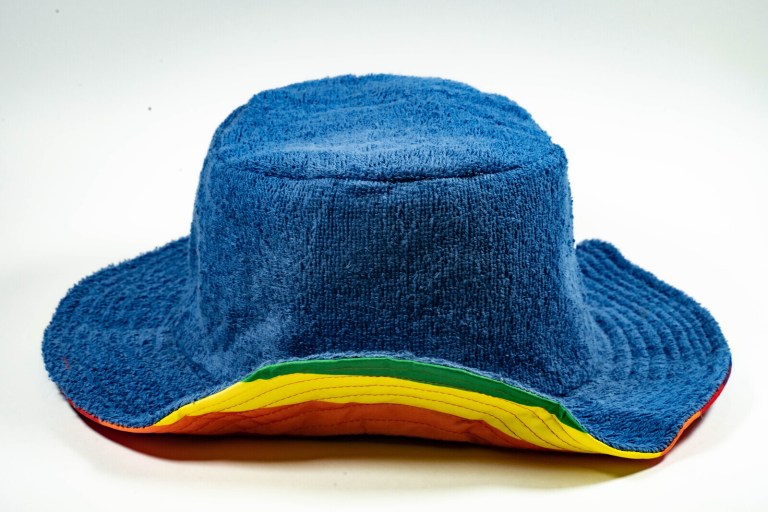 stingy brim terry towelling bucket hat daggy fishing camping lad cap 100% cotton rainbow/blue xxl (59 60cm)