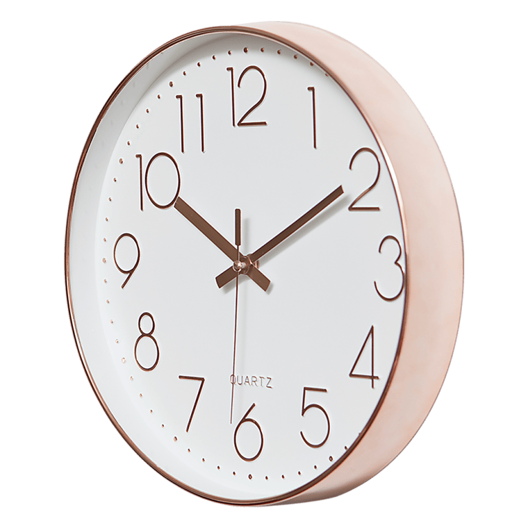 modern wall clock silent non ticking quartz battery operated rose gold