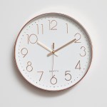 modern wall clock silent non ticking quartz battery operated rose gold