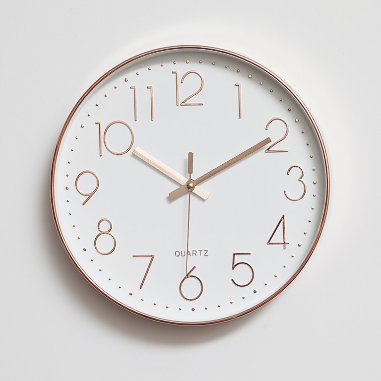 modern wall clock silent non ticking quartz battery operated rose gold
