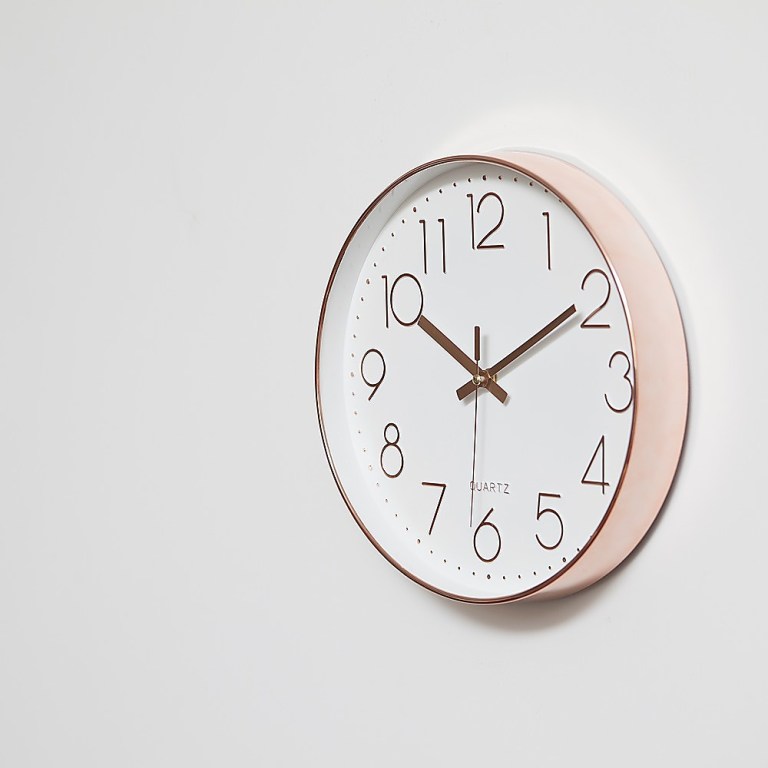 modern wall clock silent non ticking quartz battery operated rose gold