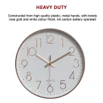 modern wall clock silent non ticking quartz battery operated rose gold