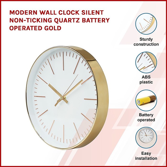 modern wall clock silent non ticking quartz battery operated gold modern wall clock silent non ticking quartz battery operated gold