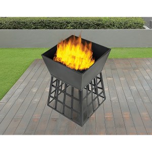 black fire pit square log patio garden heater outdoor table top bbq camping