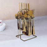 tableware 24pc gold cutlery set ss304 household knife fork spoon kitchen with storage rack dinner service