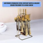 tableware 24pc gold cutlery set ss304 household knife fork spoon kitchen with storage rack dinner service