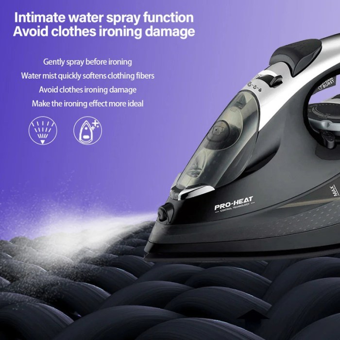 2200w professional steam iron with ceramic soleplate
