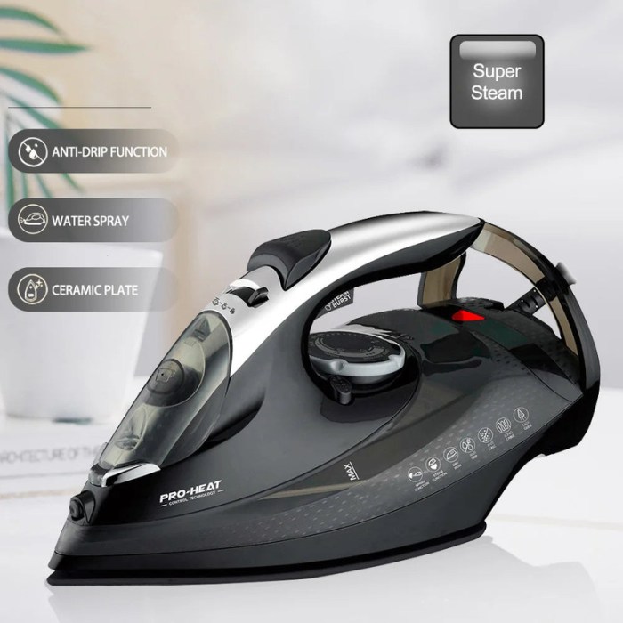 2200w professional steam iron with ceramic soleplate