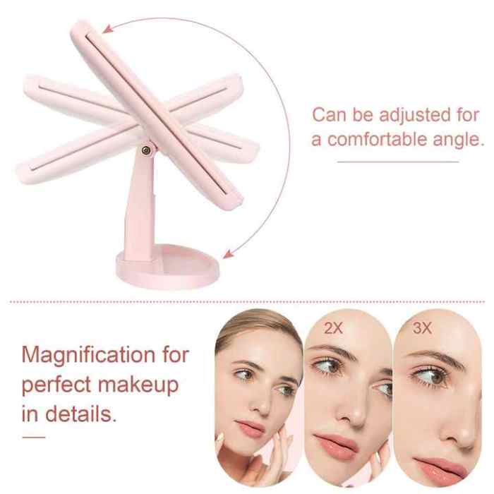 white tri fold lighted makeup mirror, 22 led vanity mirror with 1x/2x/3x/10x magnification, portable cosmetic mirror white tri fold lighted makeup mirror, 22 led vanity mirror with 1x/2x/3x/10x magnification, portable cosmetic mirror
