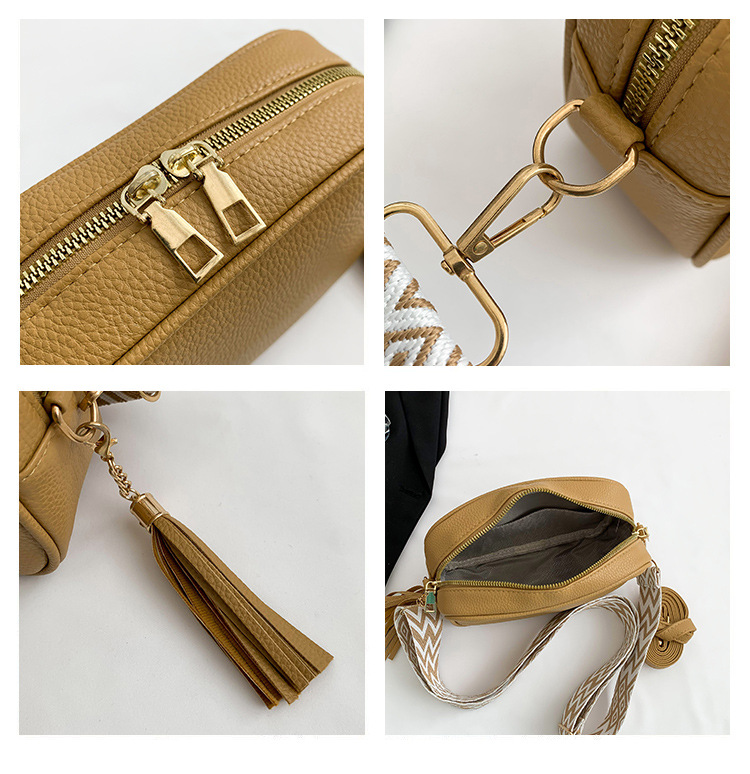 rose red trendy crossbody shoulder bag with tassel accent compact and stylish