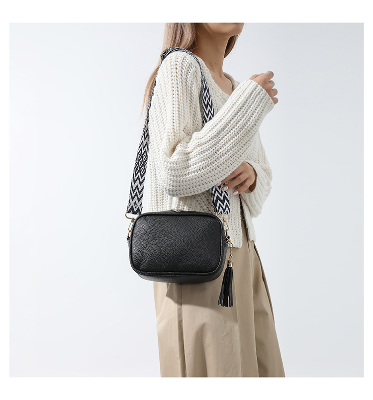 rose red trendy crossbody shoulder bag with tassel accent compact and stylish