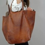 brown classic large leather tote bag with inner pouch elegant and functional