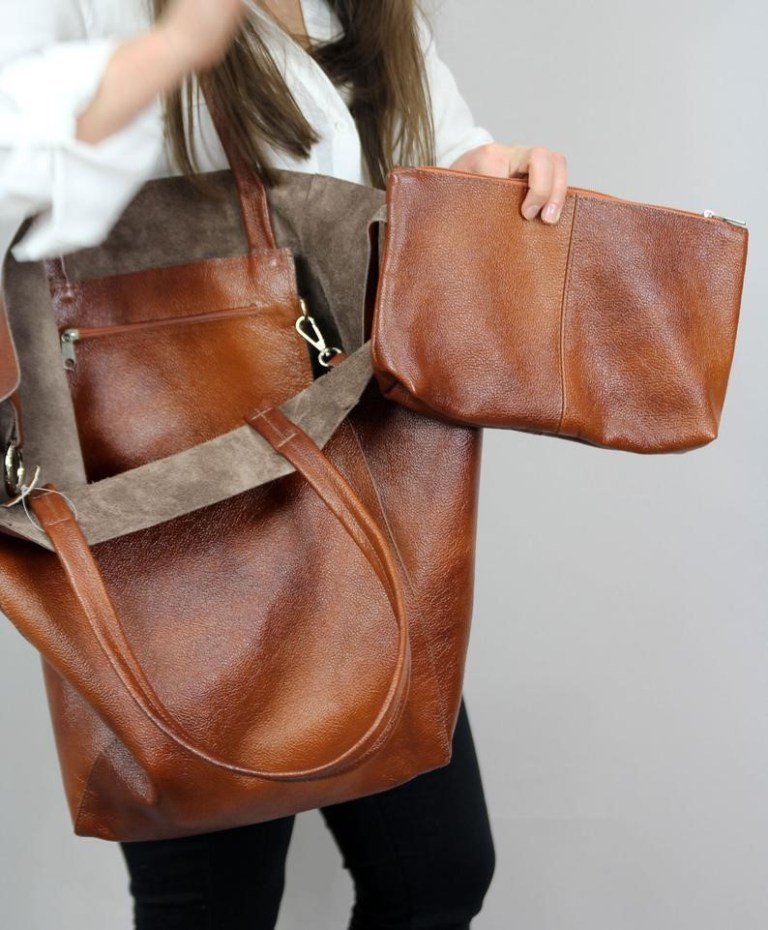 grey classic large leather tote bag with inner pouch elegant and functional grey classic large leather tote bag with inner pouch elegant and functional