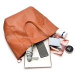 grey green classic large leather tote bag with inner pouch elegant and functional