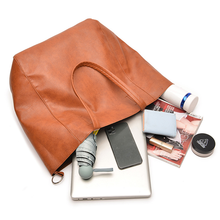 grey green classic large leather tote bag with inner pouch elegant and functional