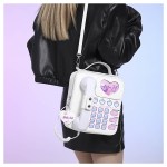 white sweet girl creative crossbody bag with telephone design, pu material, lightweight and unique