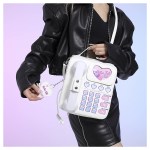 white sweet girl creative crossbody bag with telephone design, pu material, lightweight and unique