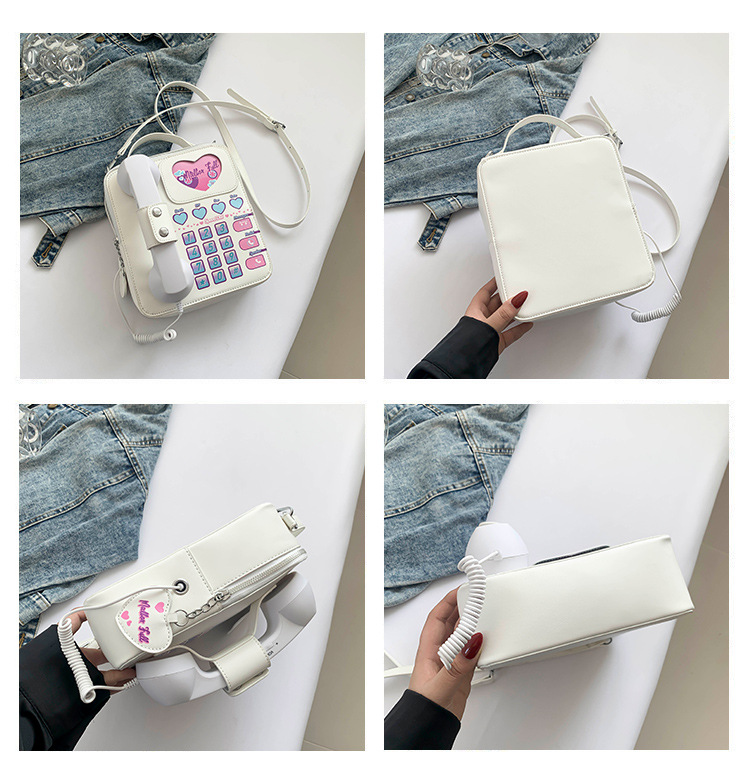 blue sweet girl creative crossbody bag with telephone design, pu material, lightweight and unique blue sweet girl creative crossbody bag with telephone design, pu material, lightweight and unique